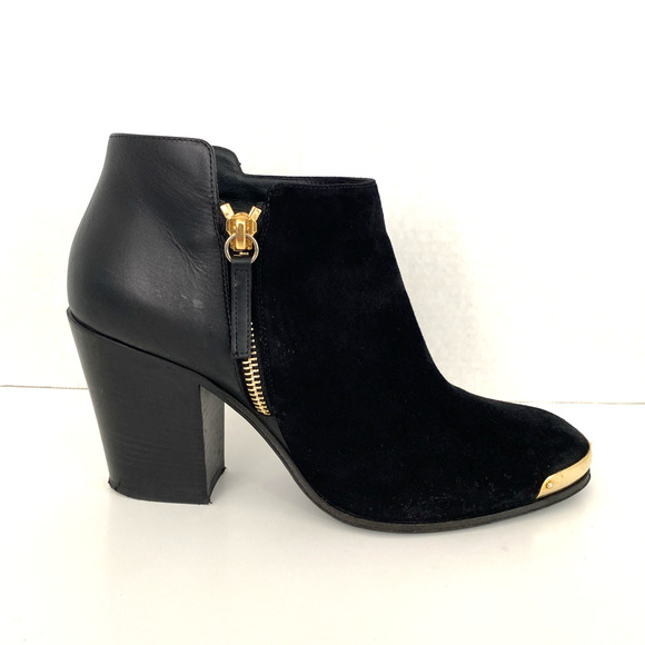 Giuseppe Zanotti Ankle Boot Black Suede Round Toe 3" Heel Side Zip 37.5 7.5 - Picture 2 of 9